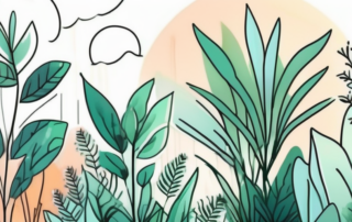 Various plants under a glowing light