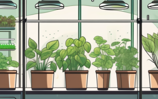 A hydroponic system with various plants growing in it