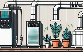 A grow room with various tools such as a dehumidifier