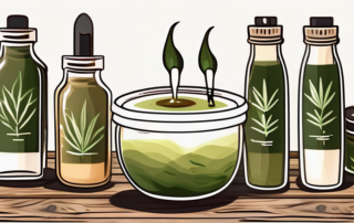 Various hemp oil applications such as a bottle of hemp oil