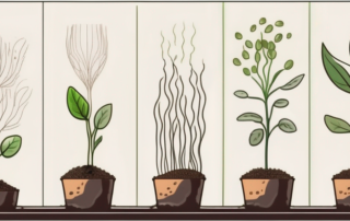 Various types of germinating seeds sprouting into young plants
