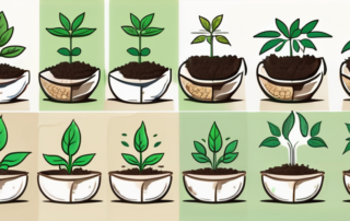 Various stages of a hemp seed germinating