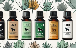 Several different types of cbd oil bottles arranged neatly