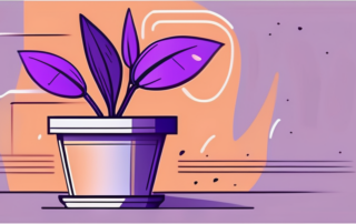 A vibrant purple plant in a stylish pot