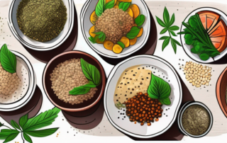 A variety of healthy dishes prepared with hemp seeds