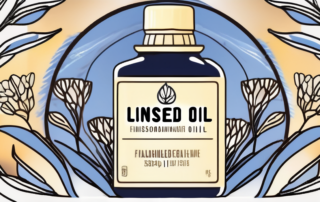 A bottle of linseed oil with a radiant glow