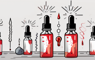 A cbd oil dropper with a few drops falling into a glass