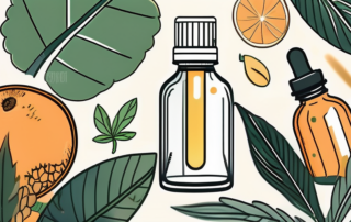 A cbd oil dropper bottle with a radiant glow