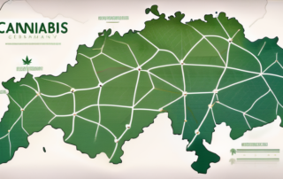 Cannabis seeds in a stylized map of austria and germany