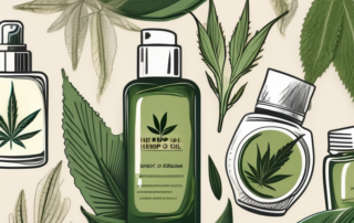 A collection of hemp oil cosmetics like creams