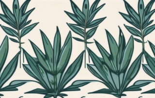 A hemp plant with its leaves subtly shaped like a pain relief symbol