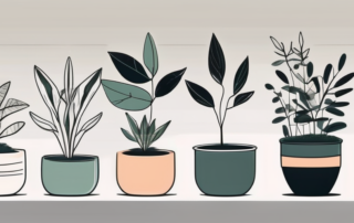 A set of potted plants in various stages of growth