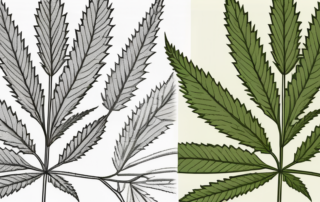 Two different hemp plants side by side