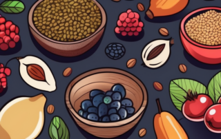 Various colorful superfoods like berries