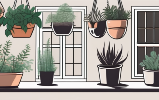 An indoor garden with various plants flourishing in pots