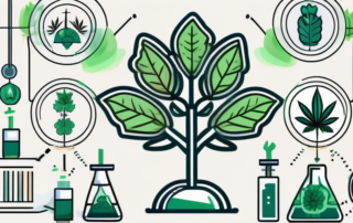 A cannabis plant with highlighted parts signifying cbg (cannabigerol)