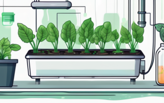 A thriving hydroponic system with various plants growing in water