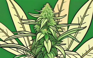 A lush banana kush cannabis plant with noticeable characteristics such as its vibrant green leaves