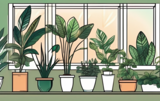 Several different types of grow lamps shining on a variety of healthy