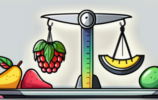 Colorful cbd-infused gummy fruits on a scale