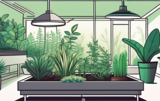 A lush indoor garden illuminated by the glow of a secret jardin tled grow light