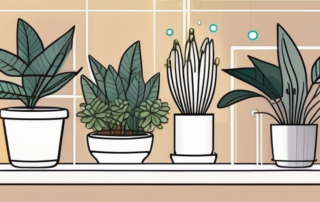 Several different types of led plant lamps shining brightly on a variety of flourishing indoor plants