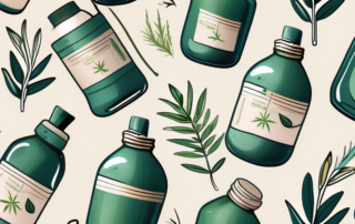 A variety of items like a skincare bottle