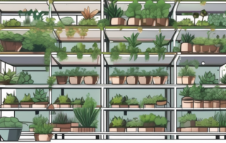 A vertical garden with various types of plants growing at different levels