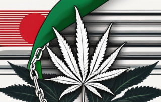 A cannabis plant in front of the german flag