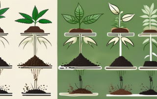 A step-by-step process showing a hemp seed being planted in soil