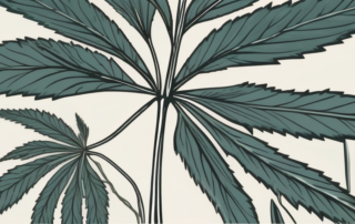 A hemp plant with distinct features like its thin leaves and tall
