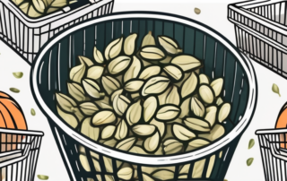 Ground pumpkin seeds in a shopping basket