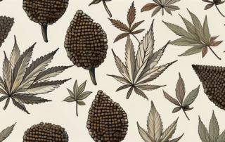 Various types of hemp seeds scattered on a surface