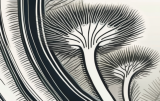 A close-up view of tire-like trichomes on a plant