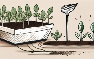 Several young sprouts being carefully planted in a garden soil