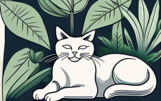 A calm looking cat resting comfortably