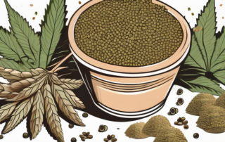 Various types of hemp seeds in a shopping basket