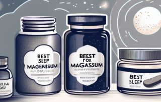 Different types of magnesium supplements arranged on a moonlit nightstand next to a bed