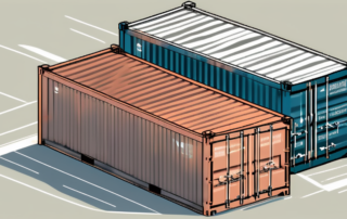 A magnifying glass hovering over a shipping container