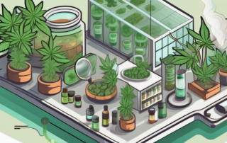 A detailed map with a magnifying glass highlighting a thc shop