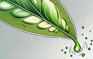 A droplet of hemp seed oil falling onto a vibrant