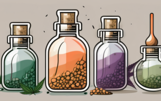 A variety of hemp drops in different colors and sizes