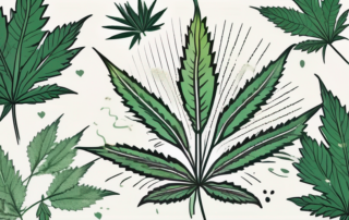 A hemp plant with a burst of powder coming from its leaves