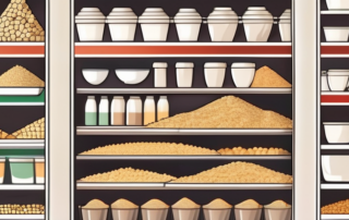 Several different types of soy flakes in various bowls