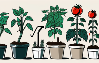 Over-fertilized tomato plants with wilted leaves and discolored fruits