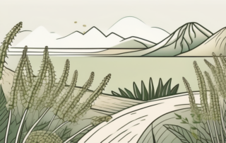 Various hemp seeds scattered around