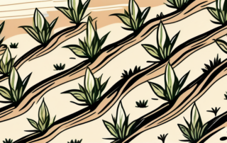 A series of small hemp seedlings growing in rich soil