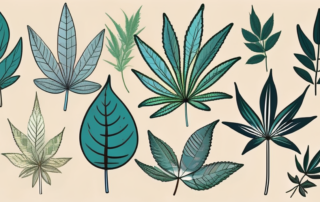 Various types of beautiful and vibrant hemp leaves