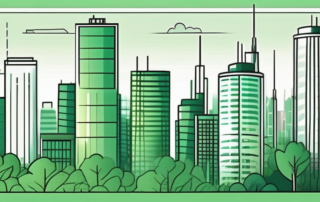 A thriving cityscape with towering skyscrapers