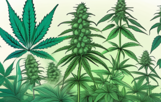 Several cannabis plants under different types of light sources